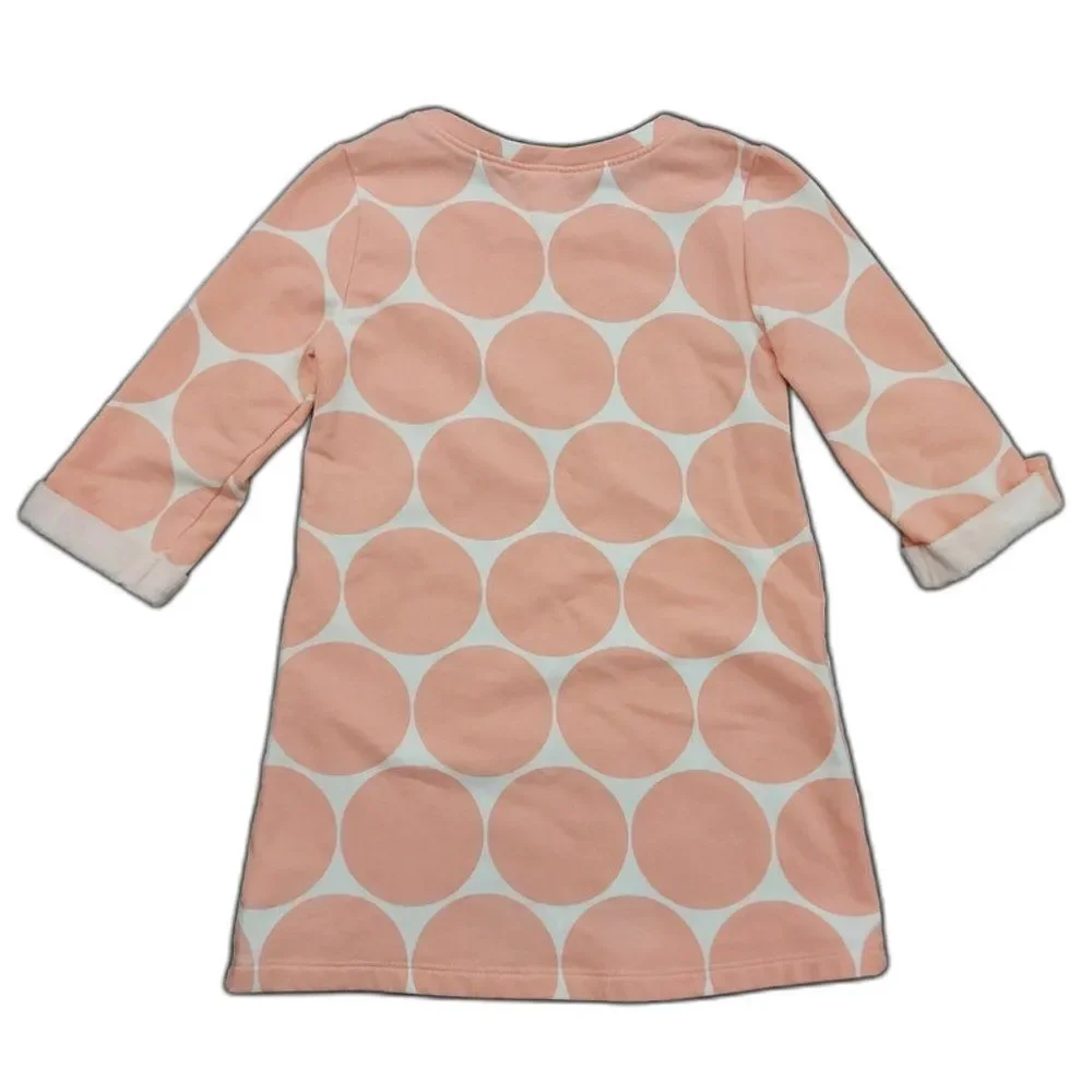 Old Navy Dress Girls 5T Salmon Pink White Dots Print Stretch Casual